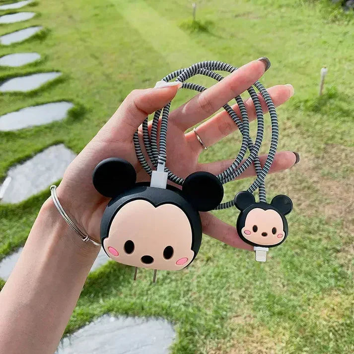Iphone Charger Case Cover - Minnie Mouse - 4 Piece Set (With Wire Protector)